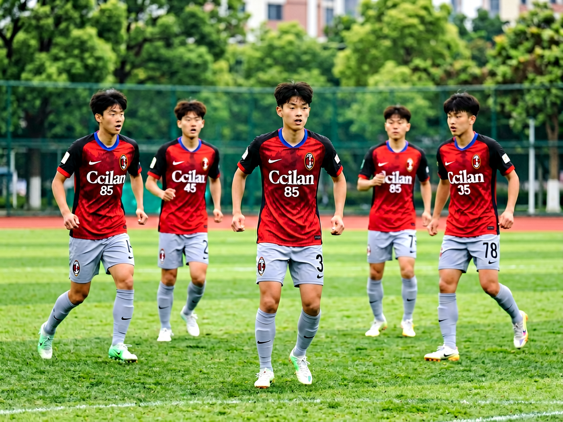 AC米兰青训学院年轻球员训练画面